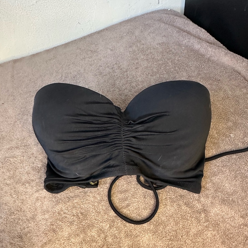 Black Strapless Corset Back Bikini Top